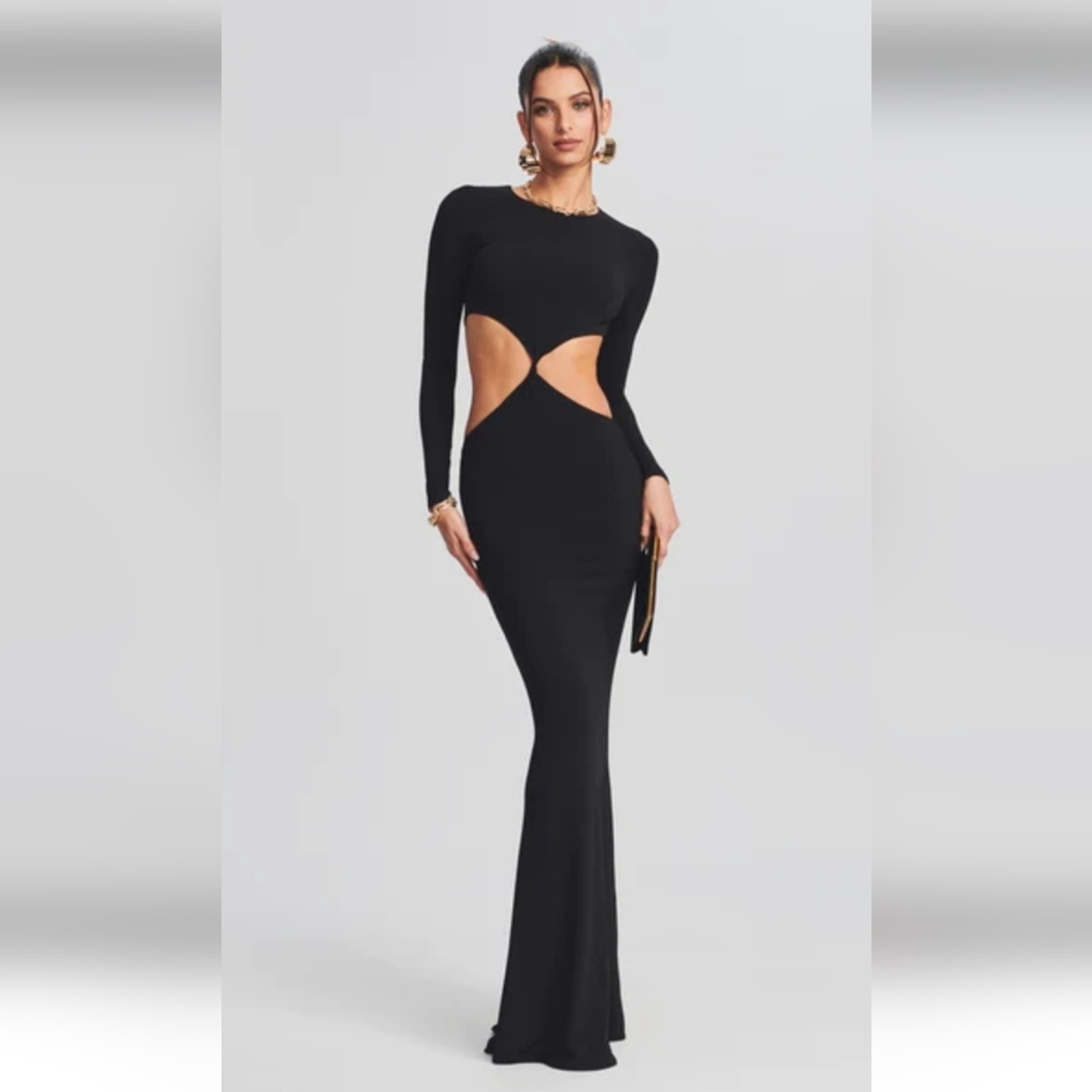 Retrofete Miley Dress Black Maxi Cutout Long Sleeve Size Xl Nwt Long Sleeve